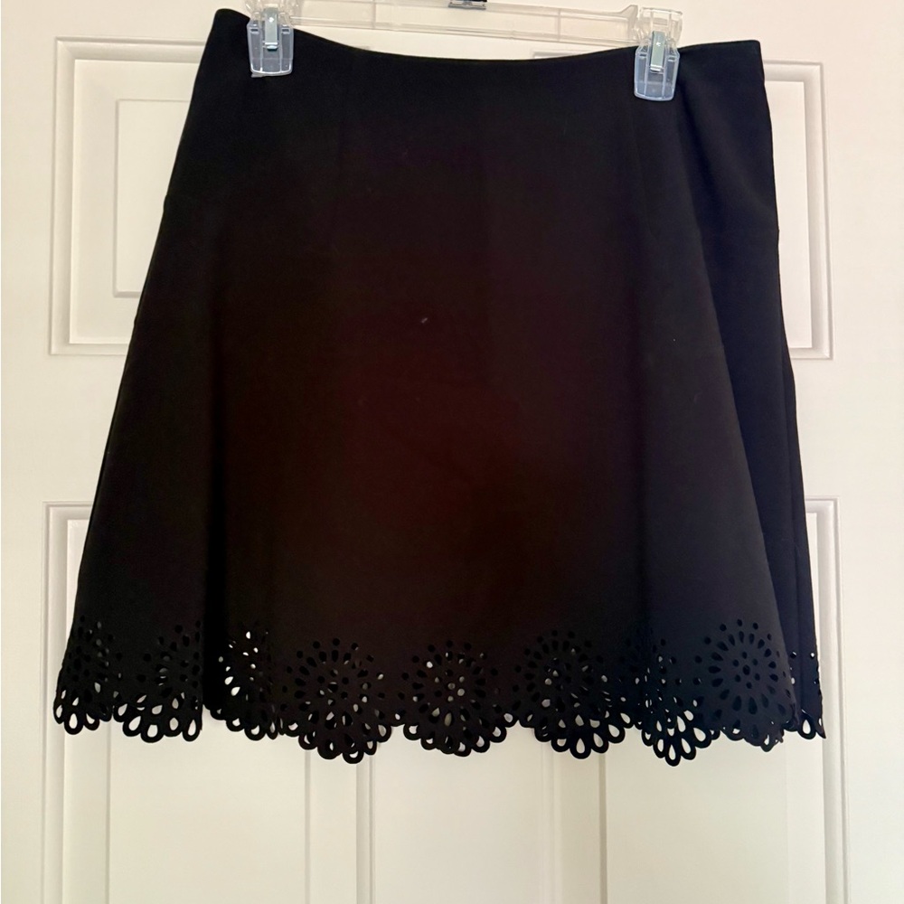 LOFT Black A-Line Mini Skirt with Cut Out